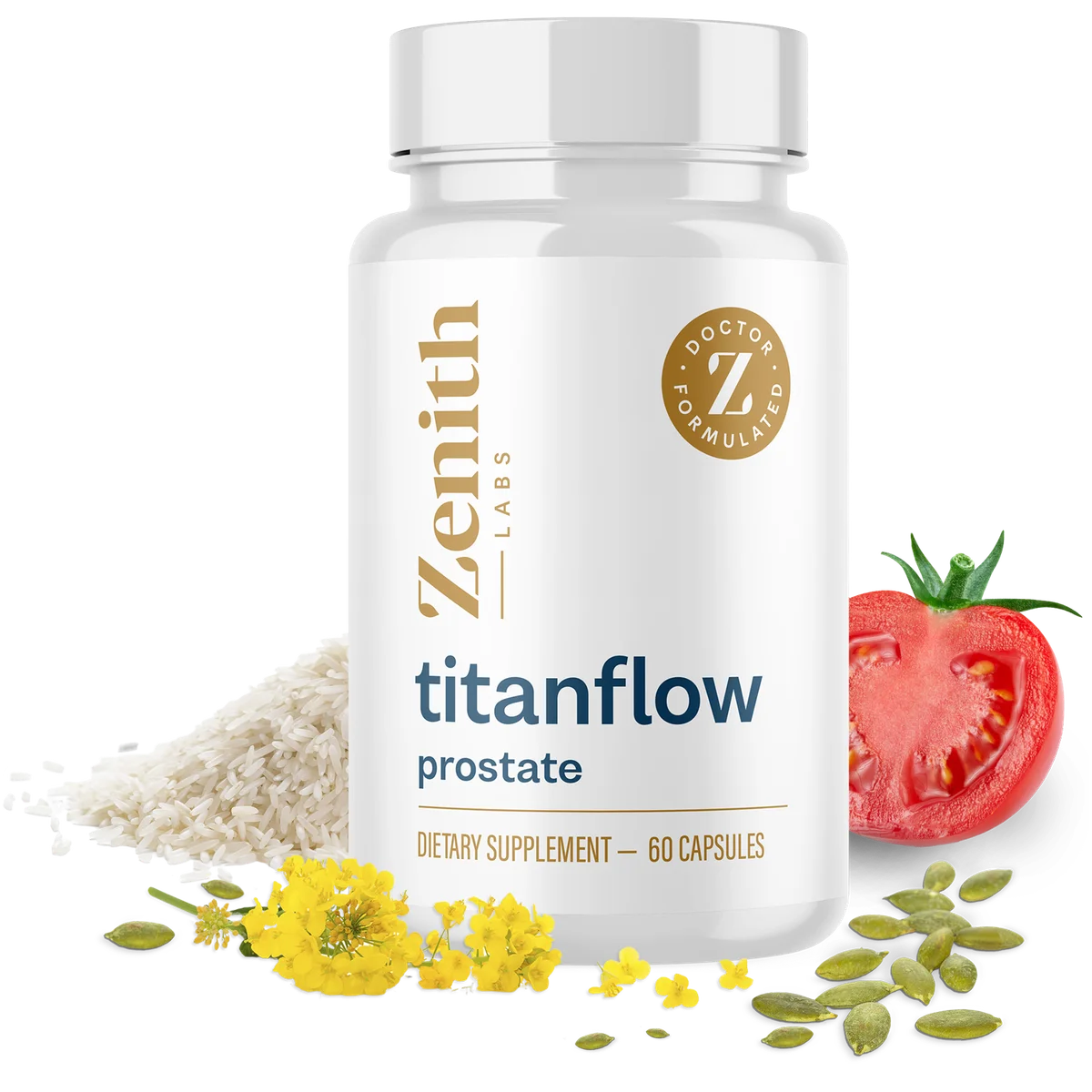 TitanFlow Men's Wellness Supplement Bottle (Front Label)